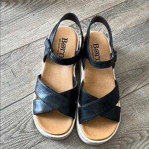 Born Black Leather Comfort Sandals